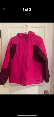 Girl's LANDS' END Raspberry Squall Fleece Lined Parka Jacket Coat-Sz XL-EUC
